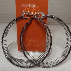 Black Spiral Coil Wire Large Hoop Earrings